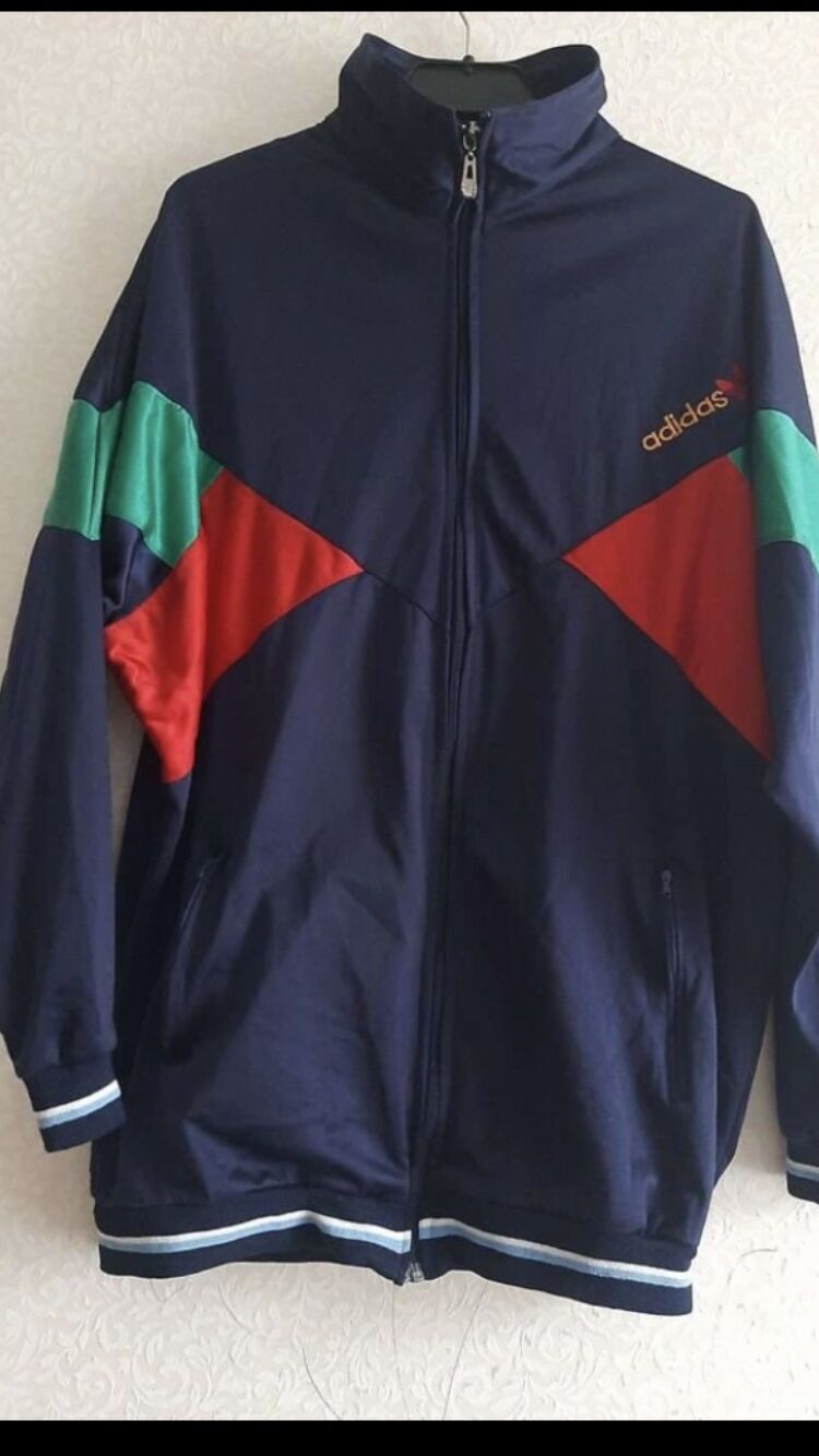 Мастерка спортивная синяя Adidas 90-х, р 46-48